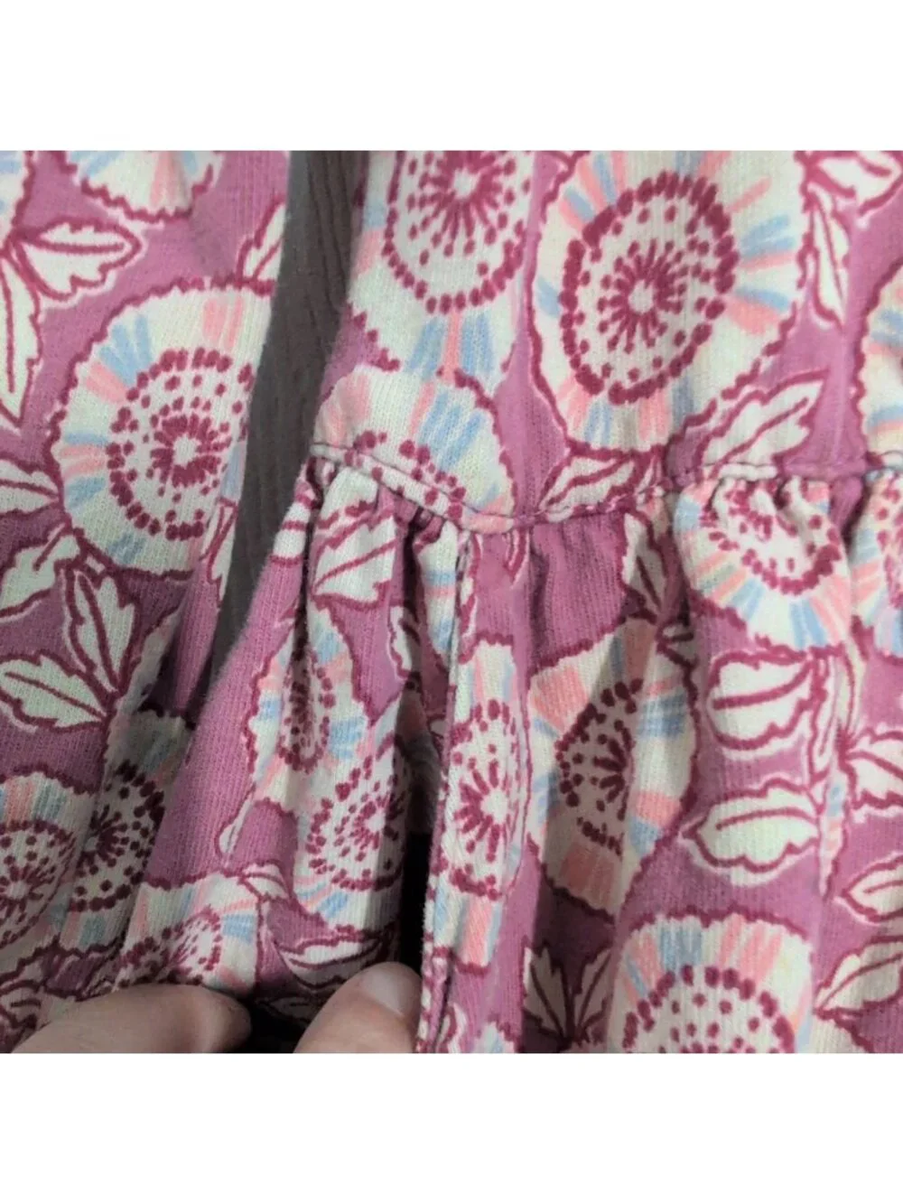 Garnet Hill Floral Dress Set of 2 Girls Size Medium Green Pink Organic Cotton
